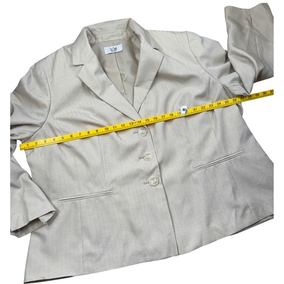 Le Suit Blazer Women's 24W Ivory Cream Pinstripe Tailored Blazer Jacket NWT - Picture 8 of 12